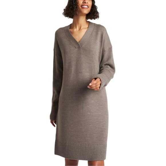 Kit & Ace Chunky Merino Sweater Dress Heather Taupe size Medium - Picture 1 of 12
